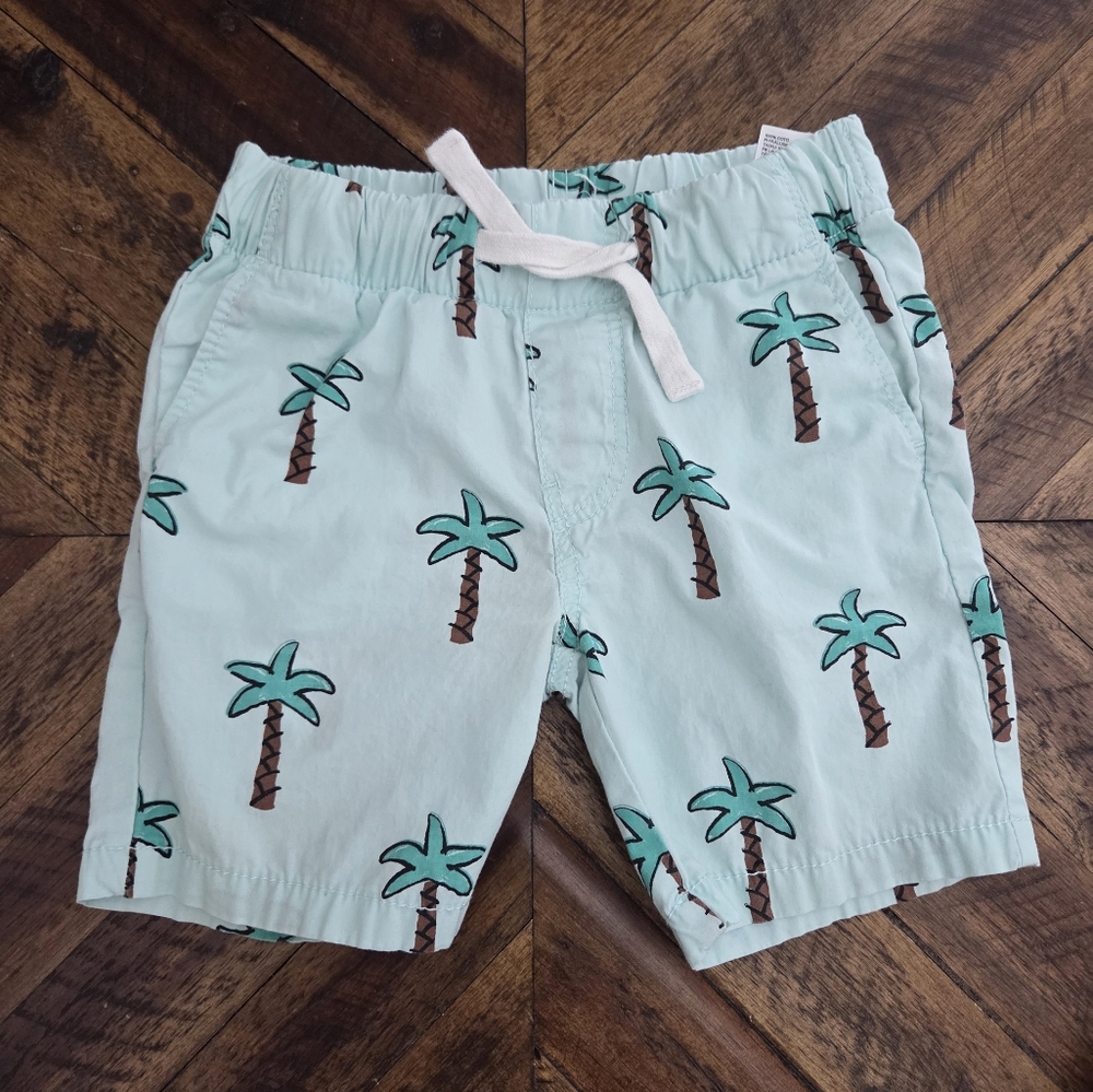 H&M Light Green Shorts With Palm Tree Print